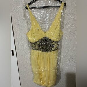 Glamorous Yellow Beaded Prom Dress